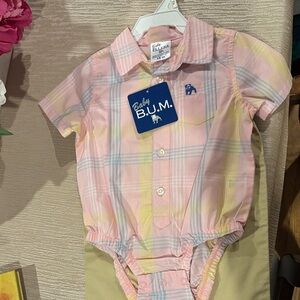 Pink and Yellow Plaid Kids Matching Set